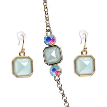 Load image into Gallery viewer, Aurora Gem Mint Green Octagon Faux Stone Dangle Earrings Necklace Set