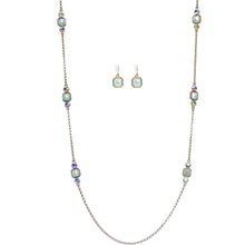 Load image into Gallery viewer, Aurora Gem Mint Green Octagon Faux Stone Dangle Earrings Necklace Set