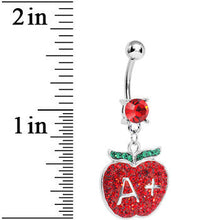 将图片加载到图库查看器,Red Gem Teacher Gets an Apple Dangle Belly Ring