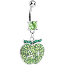 将图片加载到图库查看器,Green Gem Teacher Gets an Apple Dangle Belly Ring