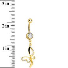 Load image into Gallery viewer, Clear Gem Gold Plated Breathtaking Butterfly Dangle Belly Ring
