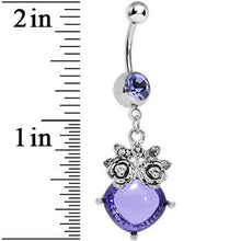 将图片加载到图库查看器,Purple Gem Luminous Orb Victorian Roses Dangle Belly Ring