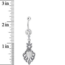 将图片加载到图库查看器,Clear Gem Royal White Heart Dangle Belly Ring