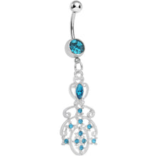 Load image into Gallery viewer, Aqua Gem Elegant Equality Dangle Belly Ring