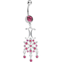 将图片加载到图库查看器,Pink Gem Symmetrical Star Flower Dangle Belly Ring