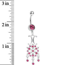 将图片加载到图库查看器,Pink Gem Symmetrical Star Flower Dangle Belly Ring