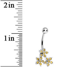 Load image into Gallery viewer, Topaz Yellow Gem Trio of Flowers Belly Ring
