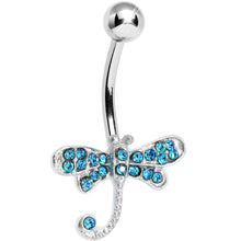 将图片加载到图库查看器,Aqua Gem Lazy Dragonfly Belly Ring