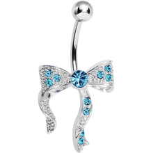 Load image into Gallery viewer, Aqua Gem Bewitching Bow Belly Ring