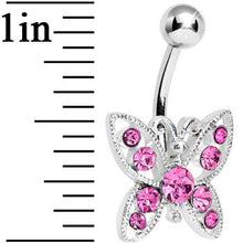将图片加载到图库查看器,Pink Gem Glamorous Butterfly Belly Ring