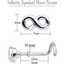 将图片加载到图库查看器,20G Gleaming Infinity Symbol Nose Screw