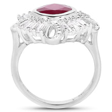 将图片加载到图库查看器,2.66 Carat Glass Filled Ruby and White Topaz .925 Sterling Silver Ring