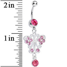 将图片加载到图库查看器,Pink Gem Elegant Symmetry Butterfly Dangle Belly Ring