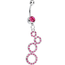 将图片加载到图库查看器,Pink Gem Paved Double Eight Dangle Belly Ring