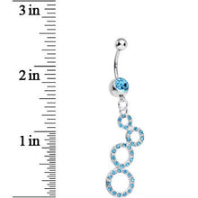 将图片加载到图库查看器,Aqua Gem Paved Double Eight Dangle Belly Ring
