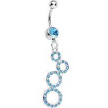 将图片加载到图库查看器,Aqua Gem Paved Double Eight Dangle Belly Ring
