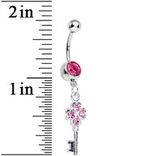 将图片加载到图库查看器,Pink Gem Antique Magic Heart Key Dangle Belly Ring