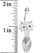 将图片加载到图库查看器,Aurora Gem Gleaming Feathers Surprised Owl Dangle Belly Ring