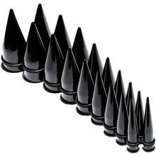 Load image into Gallery viewer, 00G to 1 inch 18 Piece Black Acrylic Ear Stretching Taper Kit