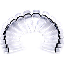 Load image into Gallery viewer, 00G to 1 inch 18 Piece Clear Acrylic Ear Stretching Taper Kit