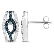 Load image into Gallery viewer, 0.42 Carat Genuine Blue Diamond & White Diamond .925 Sterling Silver Earrings