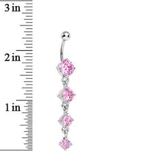 Load image into Gallery viewer, Pink Gem Radiant Quad Dangle Belly Ring