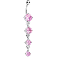 Load image into Gallery viewer, Pink Gem Radiant Quad Dangle Belly Ring