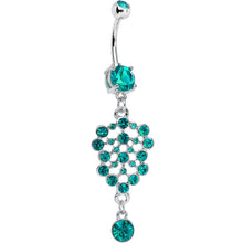 Load image into Gallery viewer, Teal Blue Gem Pool of Sparkle Dangle Belly Ring