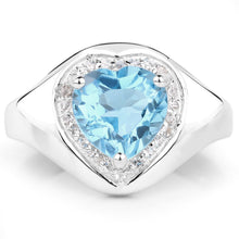 Load image into Gallery viewer, 2.23 Carat Genuine Swiss Blue Topaz and White Topaz .925 Sterling Silver Ring
