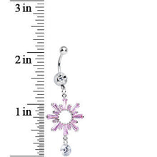 Load image into Gallery viewer, Clear CZ Pink Crystal Burst Dangle Belly Ring