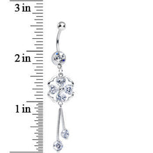 将图片加载到图库查看器,Clear CZ Clear Four Heart Clover Dangle Belly Ring