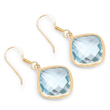 将图片加载到图库查看器,14K Yellow Gold Plated 29.00 Carat Genuine Blue Topaz .925 Sterling Silver Earrings