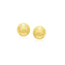 Load image into Gallery viewer, 14k Yellow Gold Textured Flat Style Stud Earrings
