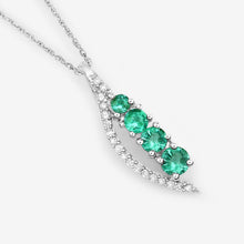 Load image into Gallery viewer, 0.34 Carat Genuine Zambian Emerald and White Diamond 14K White Gold Pendant