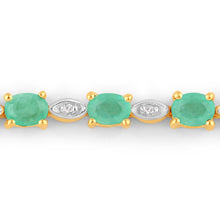 Load image into Gallery viewer, 1.29 Carat Genuine Emerald and White Diamond .925 Sterling Silver Bracelet