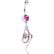 将图片加载到图库查看器,Pink Gem Twisting Flower Ribbon Dangle Belly Ring