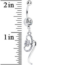 将图片加载到图库查看器,Clear Gem Twisting Flower Ribbon Dangle Belly Ring