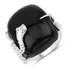 Load image into Gallery viewer, 21.04 Carat Genuine Black Onyx and White Topaz .925 Sterling Silver Ring