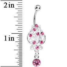 Load image into Gallery viewer, Pink Gem Brilliant Rosebud Dangle Belly Ring