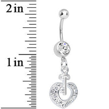 将图片加载到图库查看器,Crystalline Gem Your Heart Has the Key Dangle Belly Ring
