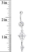 Load image into Gallery viewer, Crystalline Gem Key to Faith Cross Dangle Belly Ring