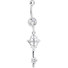 Load image into Gallery viewer, Crystalline Gem Key to Faith Cross Dangle Belly Ring