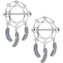 将图片加载到图库查看器,925 Sterling Silver Wide Web Dreamcatcher Nipple Shield Set