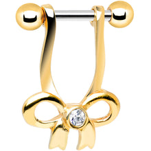 Load image into Gallery viewer, 925 Silver Clear Gem Gold Plated Dangling Bow Helix Cartilage Earring
