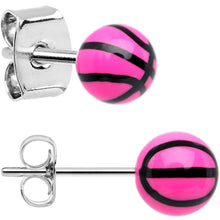 将图片加载到图库查看器,Pink Acrylic Double Dribble Basketball Stud Earrings