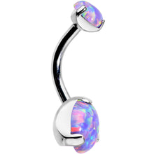 Load image into Gallery viewer, Double Light Purple Synthetic Opal Internally Threaded Belly Ring 3/8