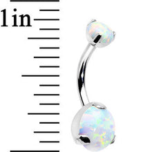 Load image into Gallery viewer, Double White Synthetic Opal Internally Threaded Belly Ring 3/8