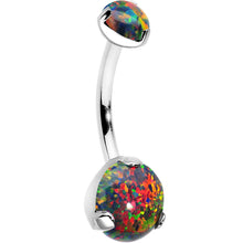 将图片加载到图库查看器,Double Black Synthetic Opal Internally Threaded Belly Ring 7/16