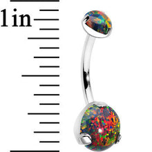 将图片加载到图库查看器,Double Black Synthetic Opal Internally Threaded Belly Ring 7/16