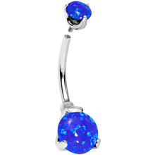 将图片加载到图库查看器,Double Blue Synthetic Opal Internally Threaded Belly Ring